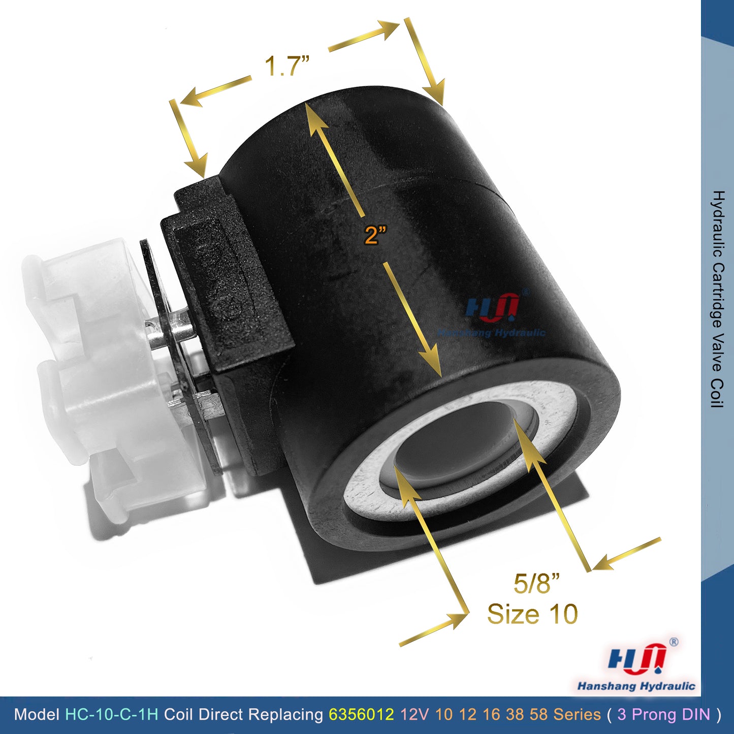HC-10-C-1H Valve Coil - 3 Prong DIN Connector ( 6356012 )