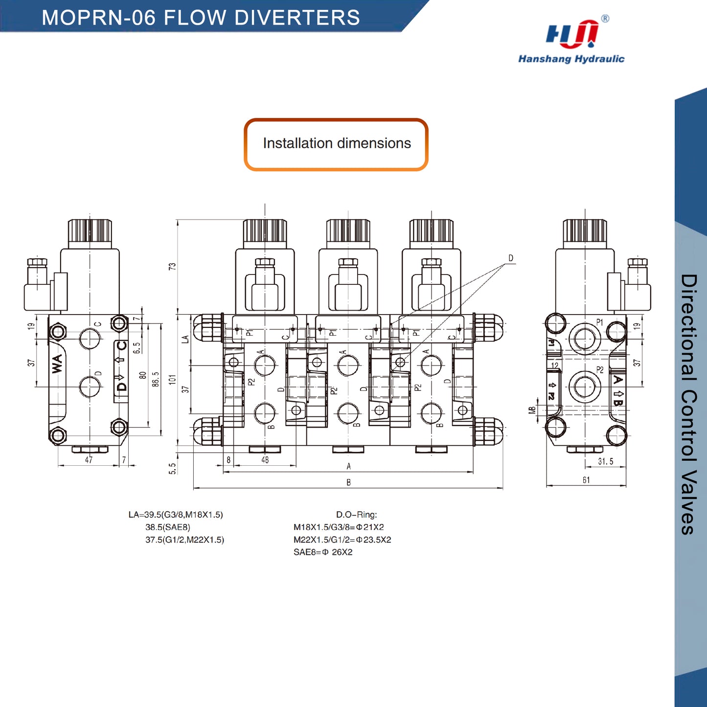Desviador hidráulico MOPRN-06 (MOPRN-06-6-SAE8-I-DC12)