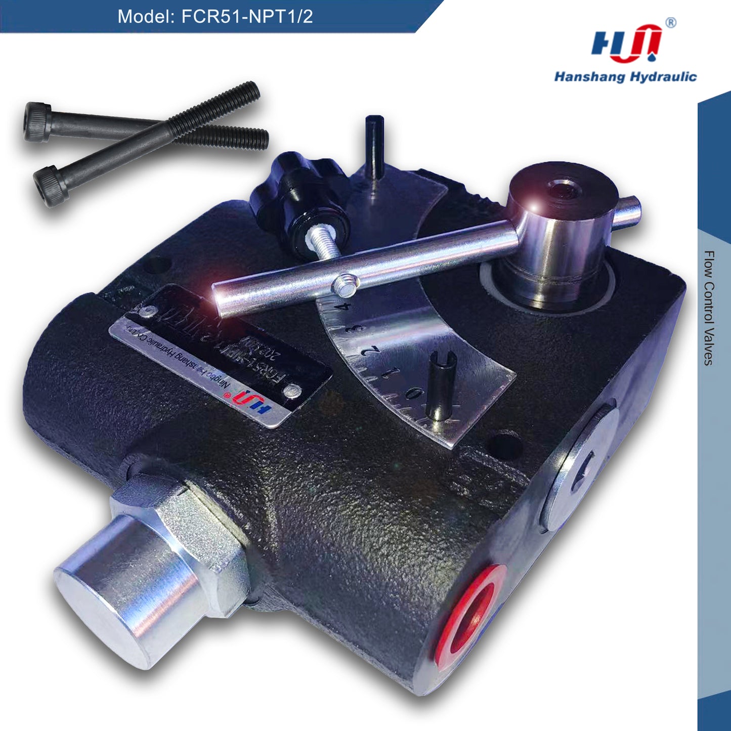 FCR51-NPT1/2 Válvula hidráulica de control direccional de flujo ajustable con alivio