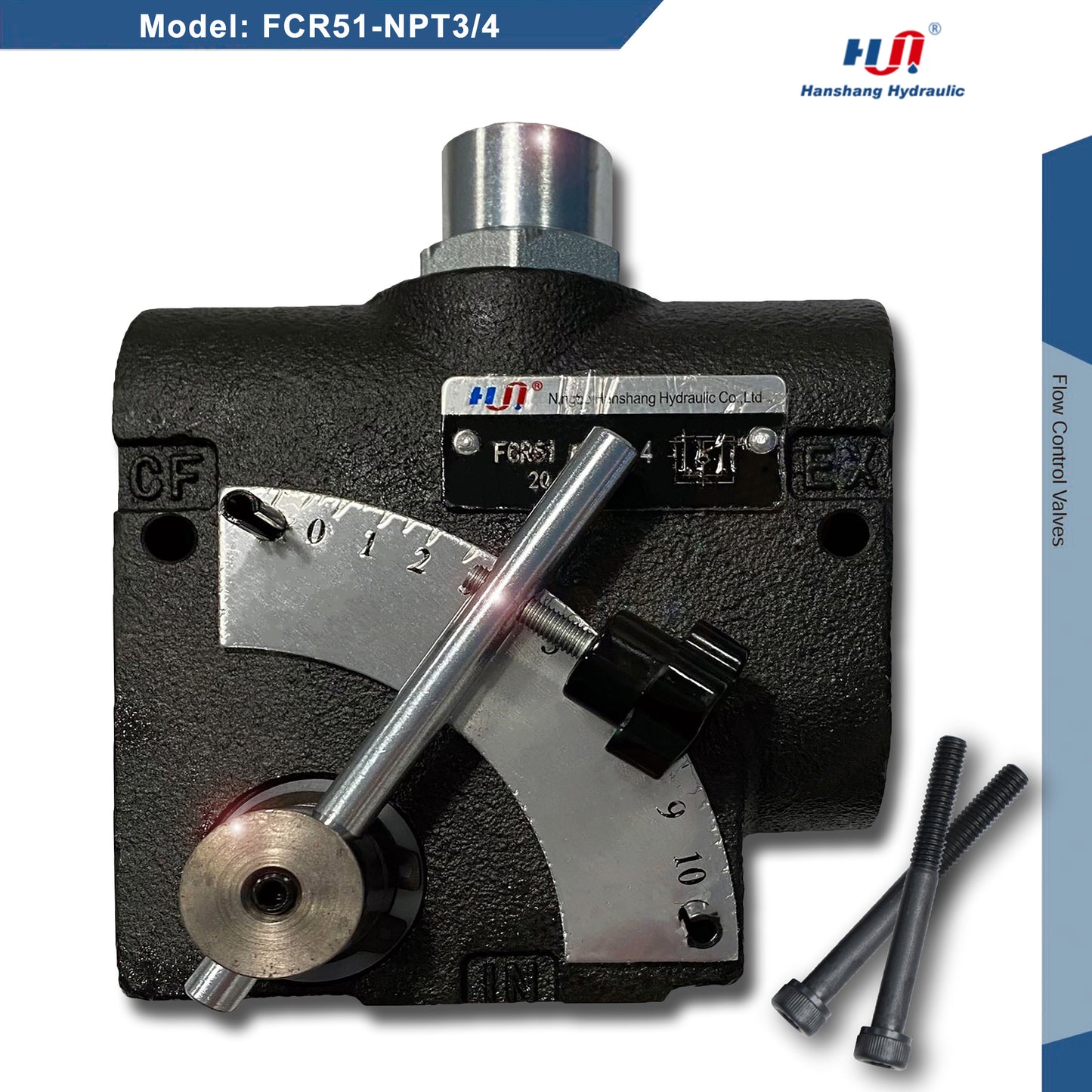 FCR51-NPT3/4 Hydraulic Adjustable Flow Directional Control Valve with Relief