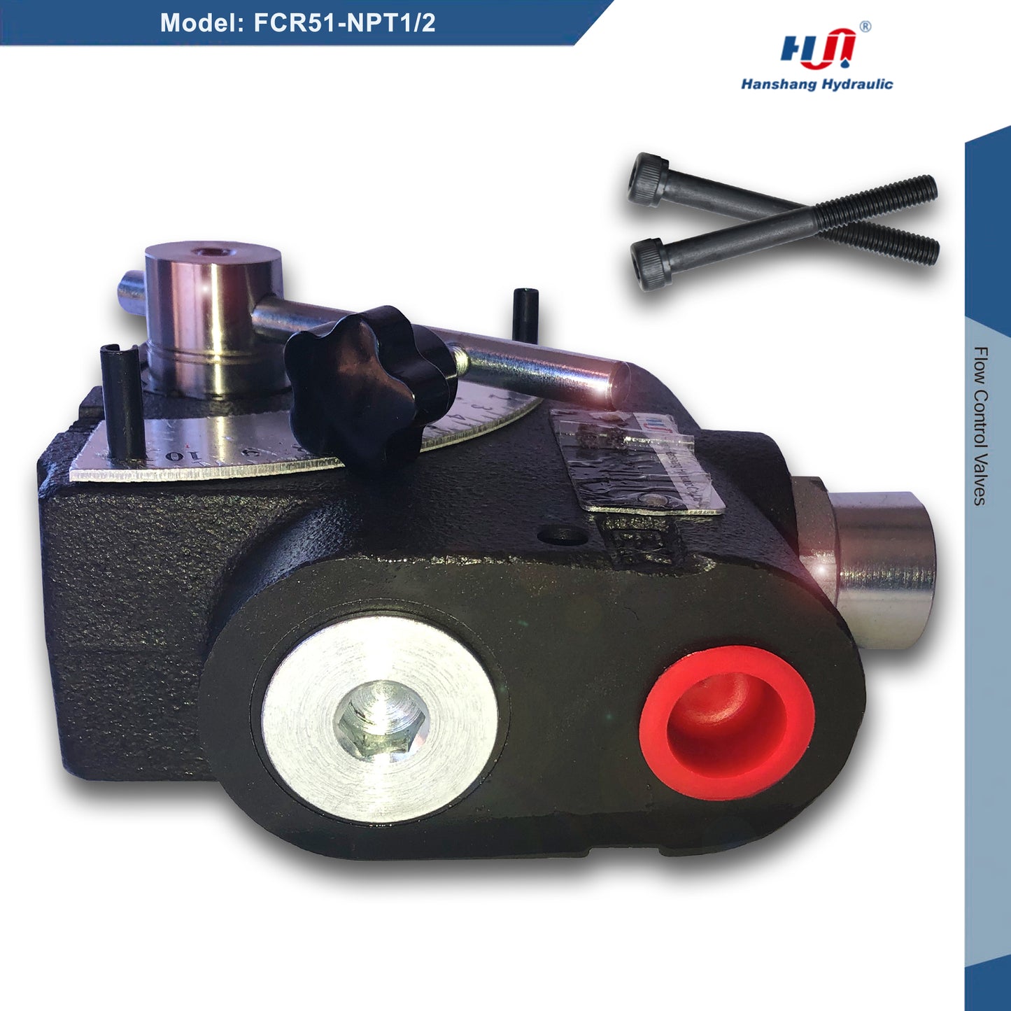 FCR51-NPT1/2 Hydraulic Adjustable Flow Directional Control Valve with Relief