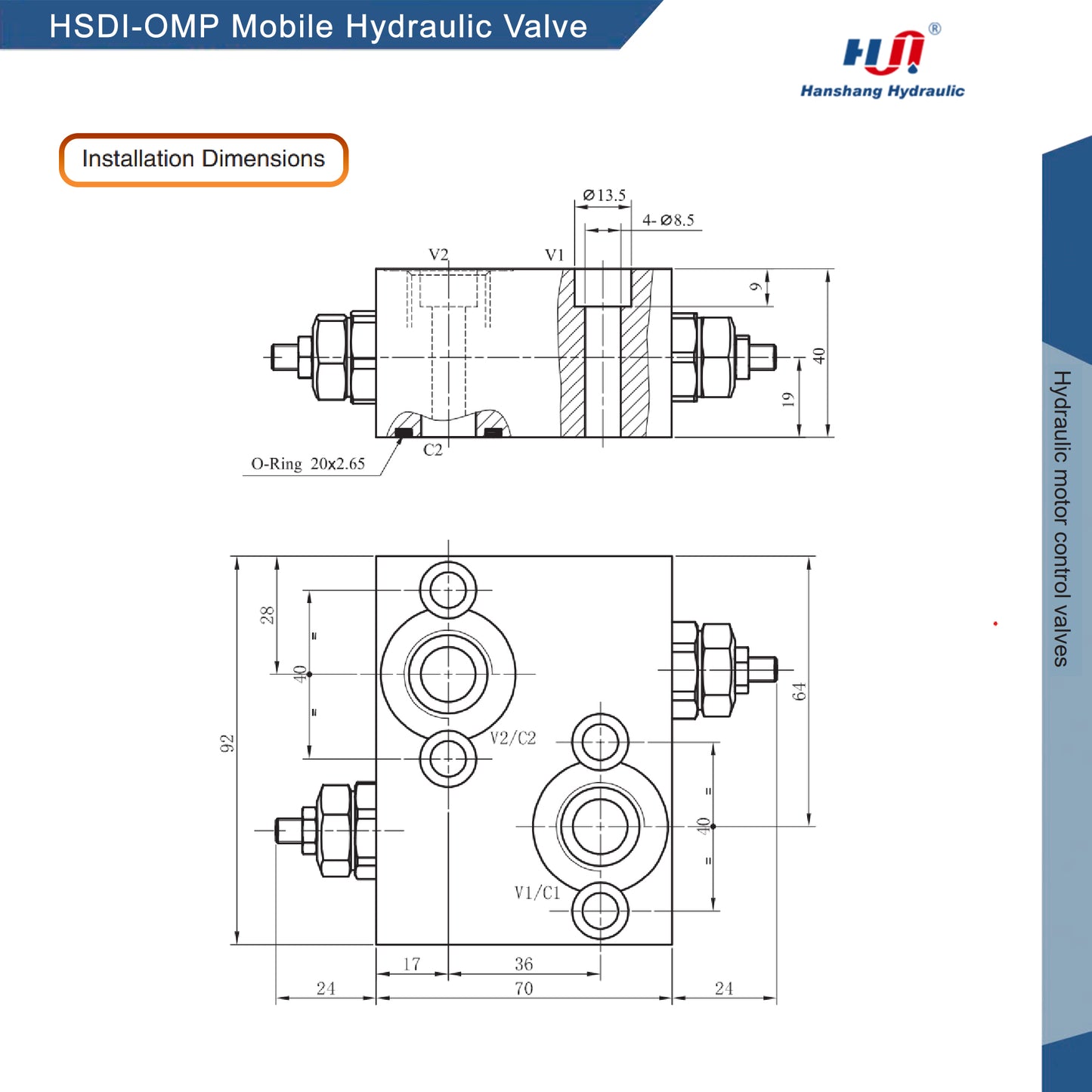 Válvula hidráulica móvil NHSDI-OMP-SAE10-08/A25A-B25A