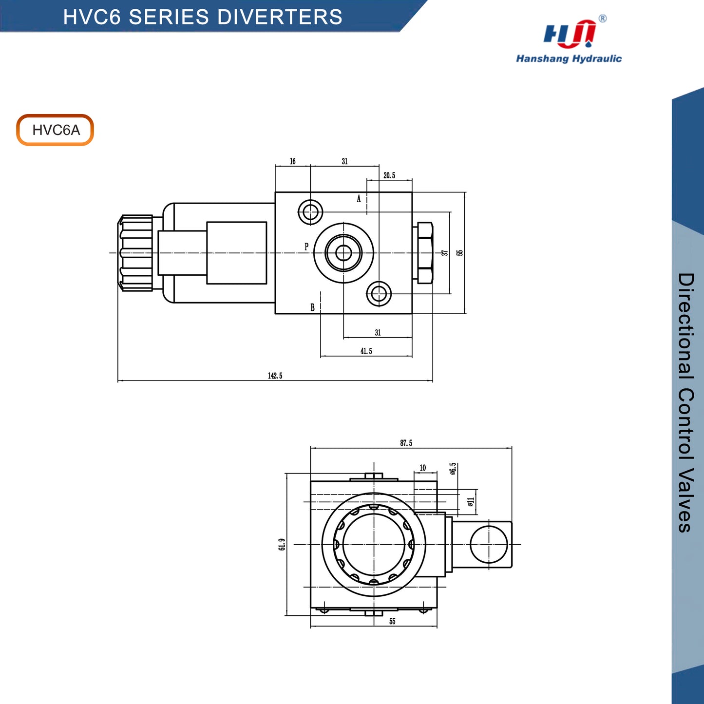 HVC6 SERIES DIRECTIONAL VALVE ( HVC6-SAE8-DC12-Z5L )