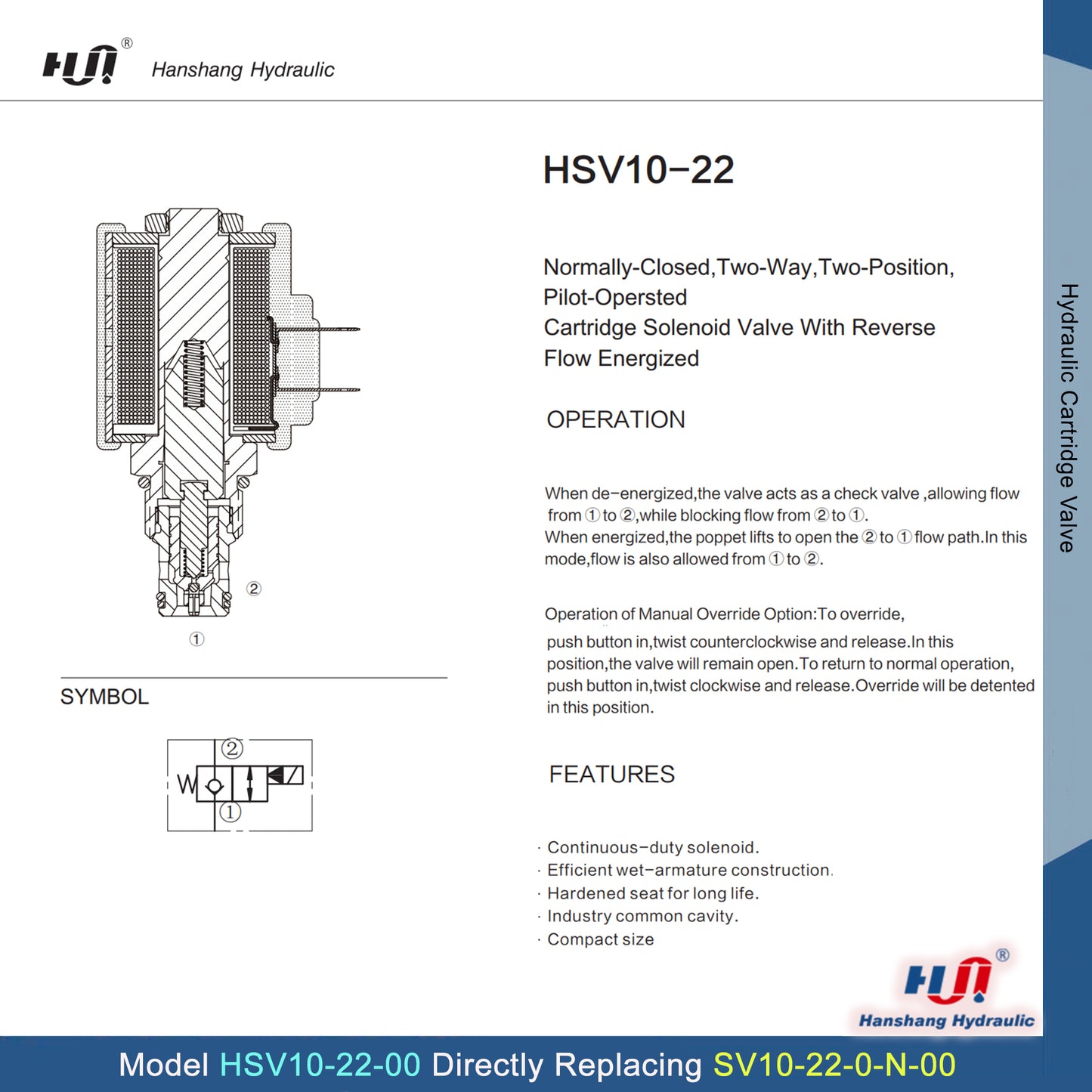 HSV10-22-00 Cartridge Valve ( SV10-22 )