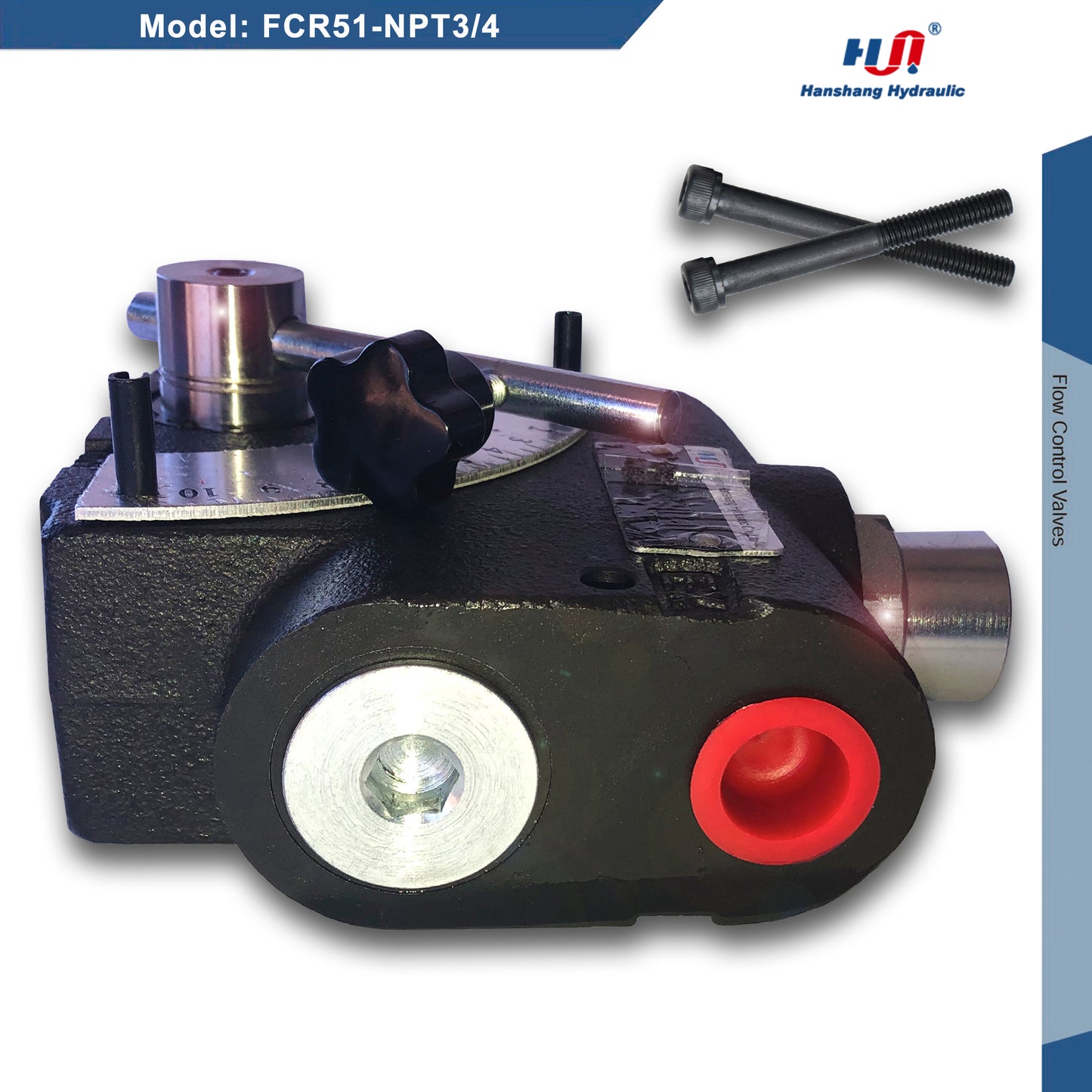 FCR51-NPT3/4 Hydraulic Adjustable Flow Directional Control Valve with Relief