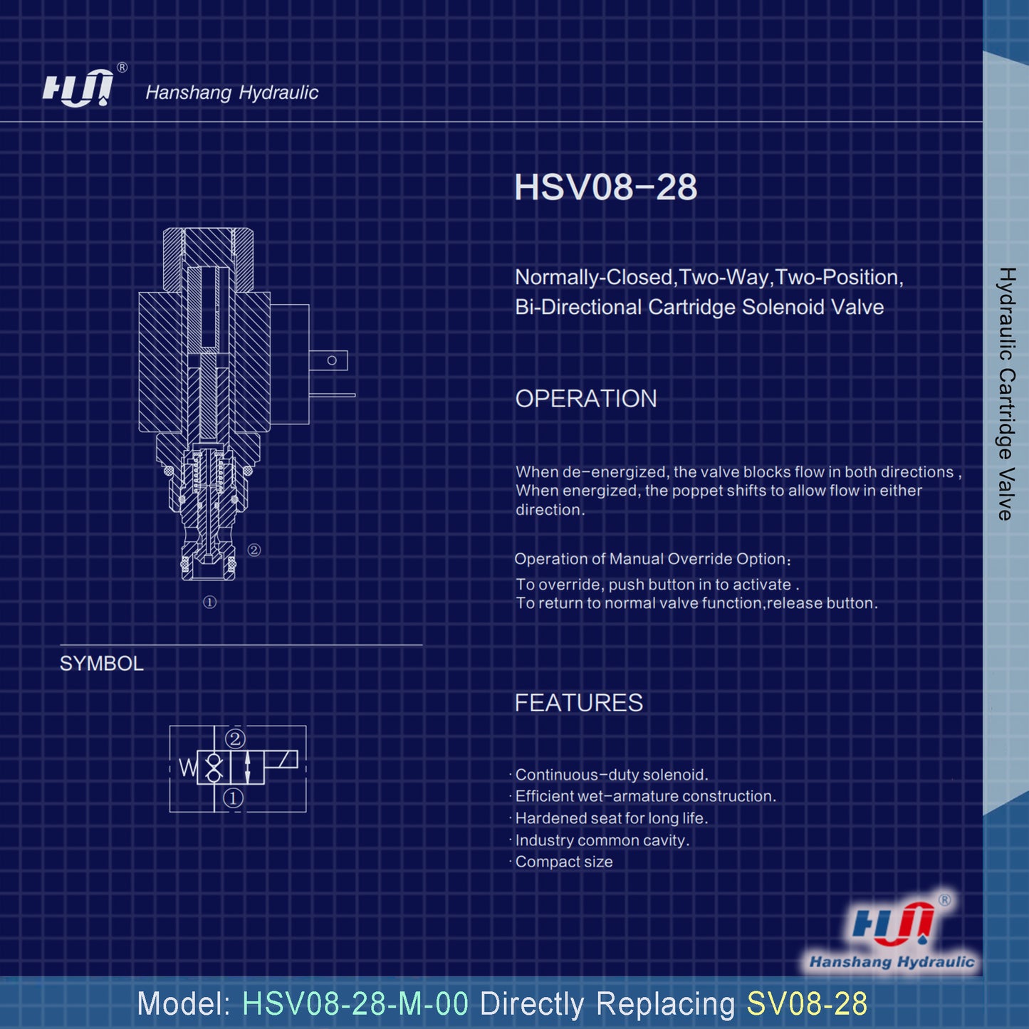 Válvula de cartucho HSV08-28-M-00 ( SV08-28-M-00 ) 